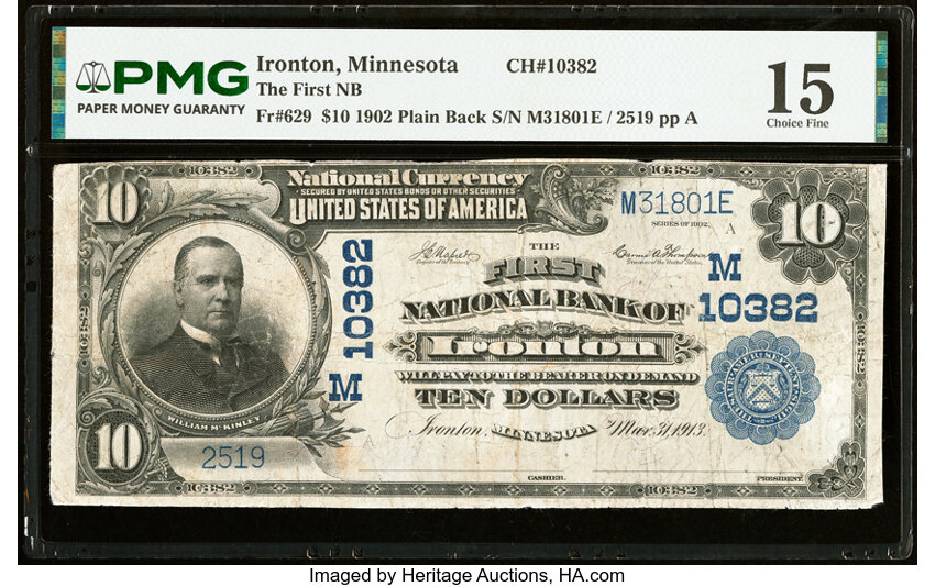 1902 $10  3rd Charter Period, 3rd Issue, Plain Back (Fr. 629) thumbnail 2
