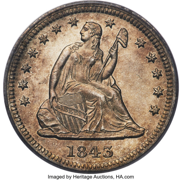 1843-O 25c MS thumbnail 2