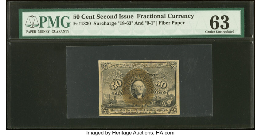  50c Head of George Washington in Bronze Oval Frame (Fr. 1320) thumbnail 2