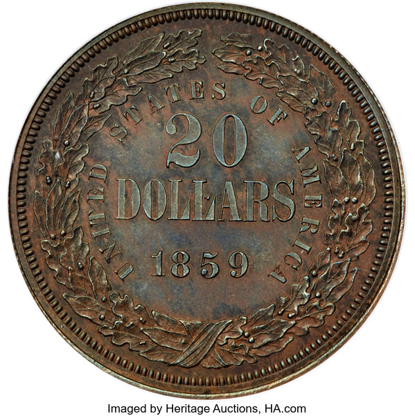 1859 P$20 Copper, J-257 PR BN thumbnail 4