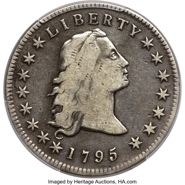 1795 $1  Flowing Hair, 3 Leaves, B-5, BB-27 MS thumbnail 2