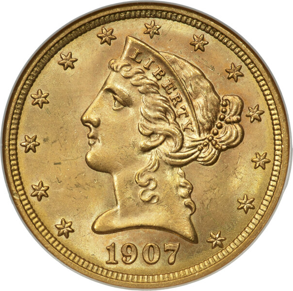 1907-D $5  MS thumbnail 3