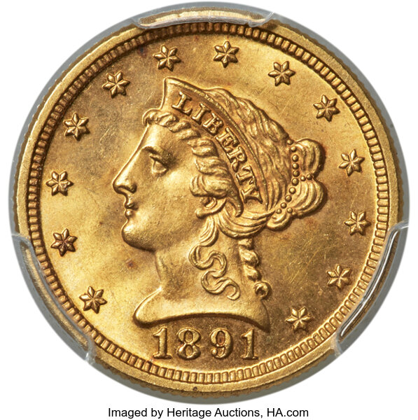 1891 $2 1/2 Doubled Die Reverse, FS-801 MS thumbnail 2