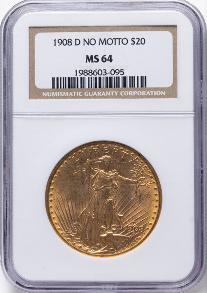 1908-D $20  No Motto MS thumbnail 3