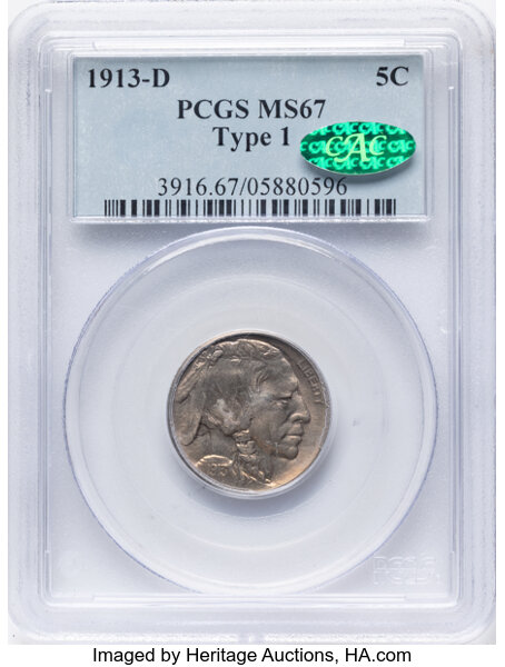 1913-D 5c Buffalo, Type 1 MS thumbnail 3