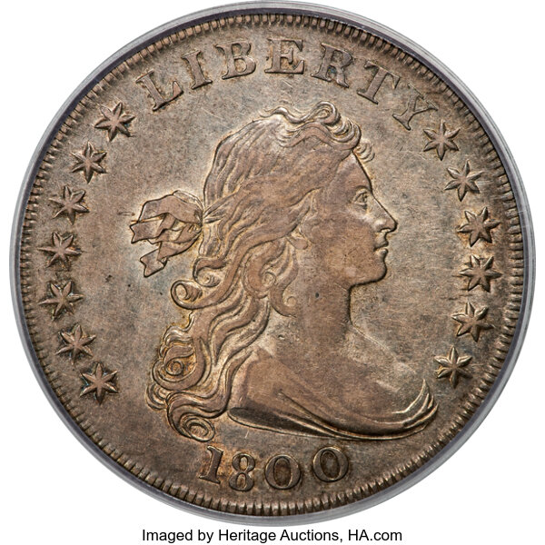 1800 $1  Wide Date, Low 8, AMERICAI, B-11, BB-191 MS thumbnail 2