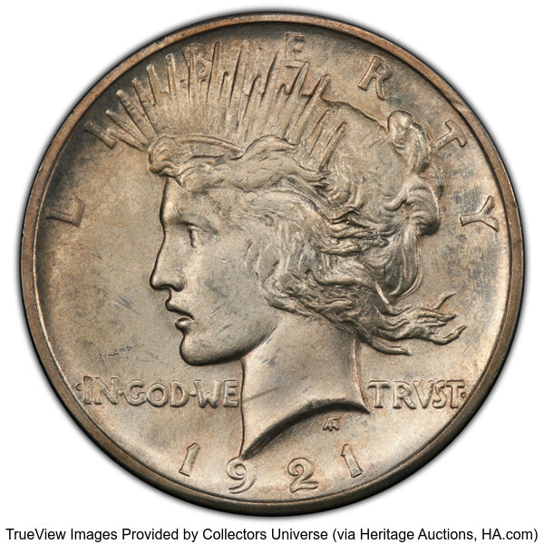 1921 $1  Peace, Polishing Lines, VAM 1F MS thumbnail 2