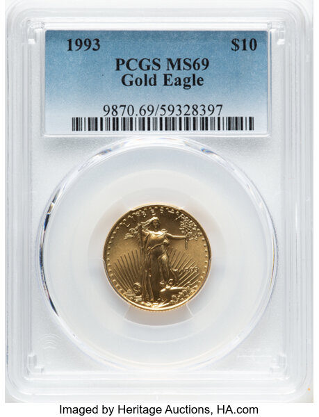 1993 $10  Gold Eagle MS thumbnail 3
