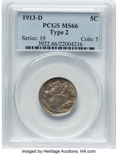 1913-D 5c Buffalo, Type 2 MS thumbnail 2