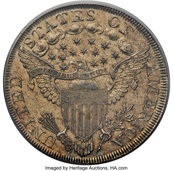 1798 $1  Large Eagle, Pointed 9, Wide Date, B-19, BB-106 MS thumbnail 3