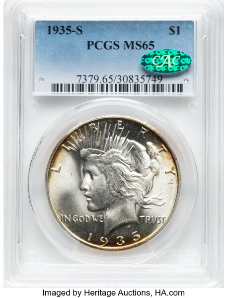 1935-S $1 MS65 CAC thumbnail 2