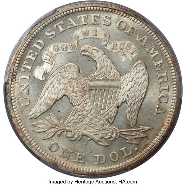 1870 $1 MS64 CAC thumbnail 2
