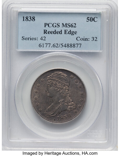 1838 50c Reeded Edge, GR-13 MS thumbnail 3