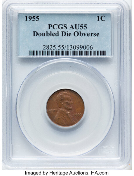 1955 1c Doubled Die Obverse, FS-101 MS BN thumbnail 4