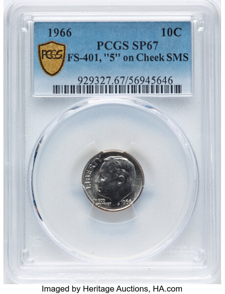 1966 10c Special Mint Set, 5 on Cheek, FS-401 SMS thumbnail 5