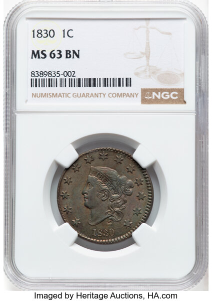 1830 1c Large Letters, N-2 MS BN thumbnail 2