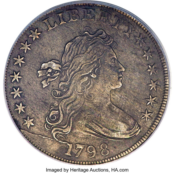 1798 $1  Large Eagle, Pointed 9, Wide Date, B-16, BB-110 MS thumbnail 2