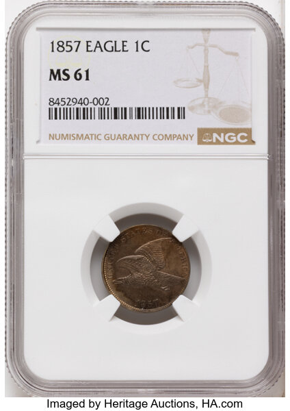 1857 1c Flying Eagle MS thumbnail 4