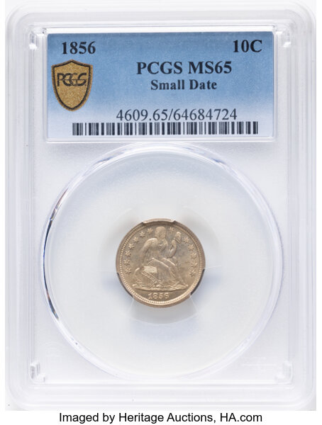 1856 10c Small Date MS65 thumbnail 2
