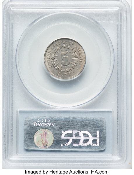 1866 5c Rays MS65 thumbnail 2