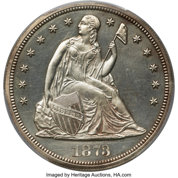 1873 $1  Seated Liberty PR CAM thumbnail 3
