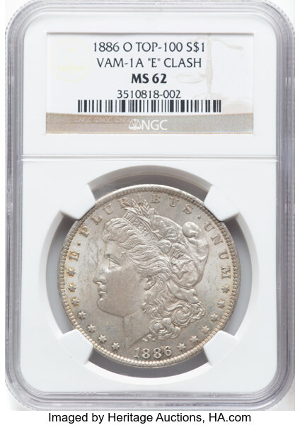 1886-O $1  Clashed Reverse BER, VAM-1A1 MS thumbnail 3