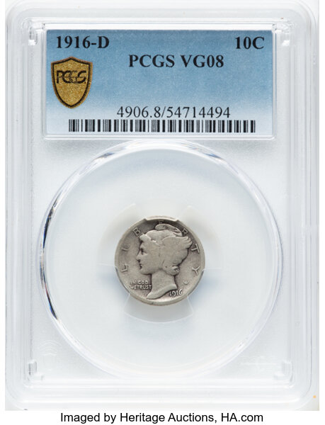 1916-D 10c VG8 thumbnail 2