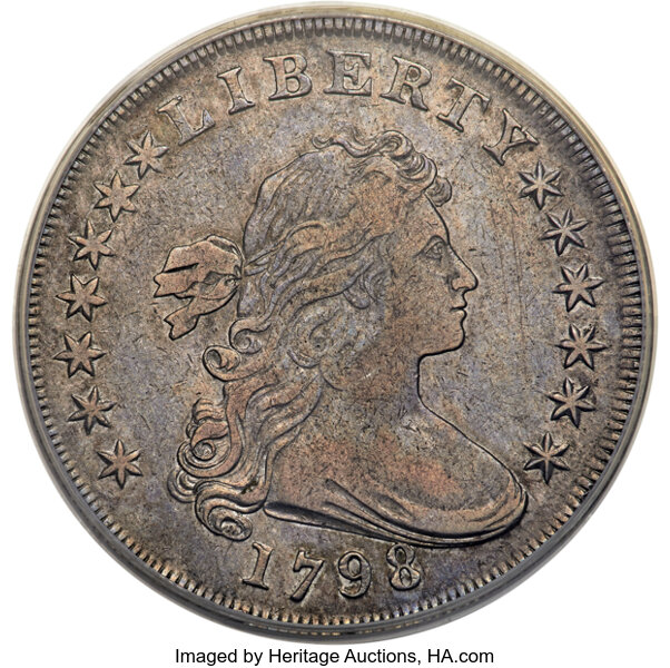 1798 $1  Large Eagle, Pointed 9, Wide Date, B-23, BB-105 MS thumbnail 2