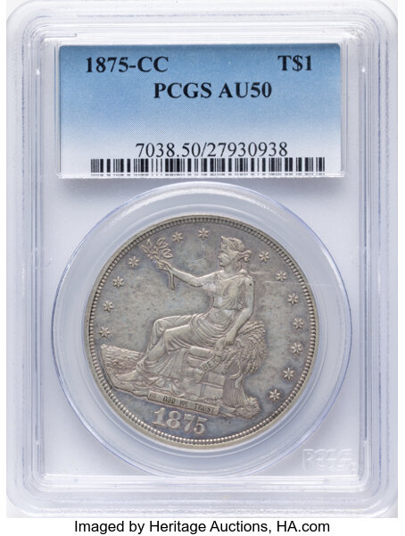 1875-CC Trade$ Obverse I, Reverse I MS thumbnail 2