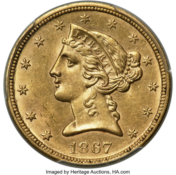 1867-S $5  MS thumbnail 3