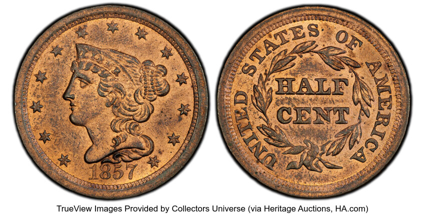 1857 1/2c C-1 MS RB thumbnail 3