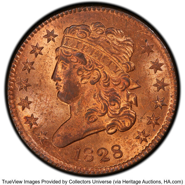 1828 1/2c 13 Stars, C-3 MS RD thumbnail 2
