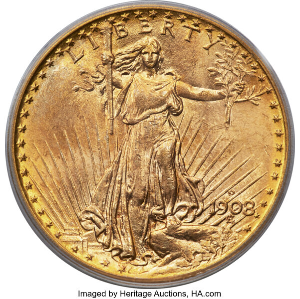 1908-D $20  No Motto MS thumbnail 4