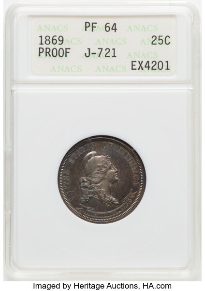 1869 P25c Silver, J-721 PR thumbnail 2