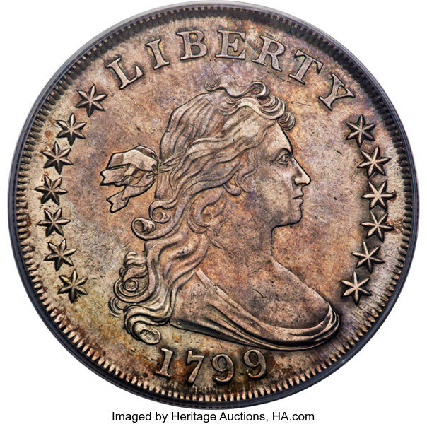 1799/8 $1  15 Stars Reverse, B-3, BB-141 MS thumbnail 3