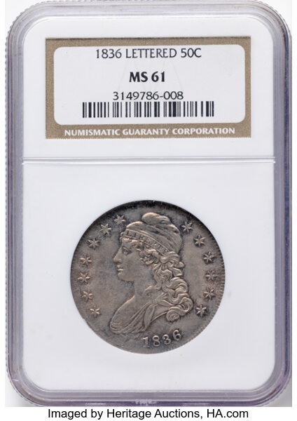 1836 50c Lettered Edge, O-114 MS thumbnail 2