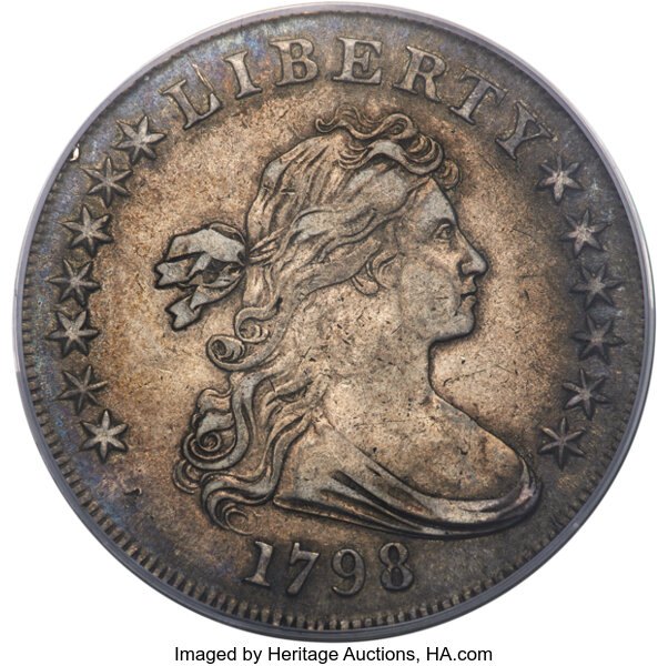 1798 $1  Large Eagle, Pointed 9, 10 Arrows, B-13, BB-108 MS thumbnail 4