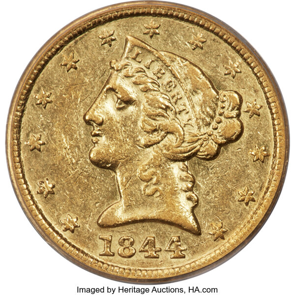 1844-D $5  MS thumbnail 3