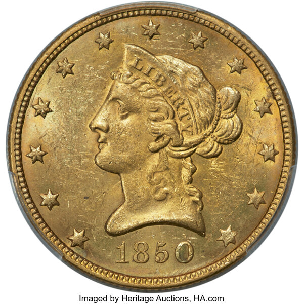 1850 $10  Small Date MS thumbnail 3