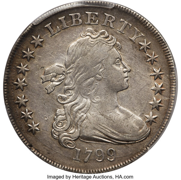 1799 $1  Irregular Date, 15 Stars, B-4, BB-153 MS thumbnail 2