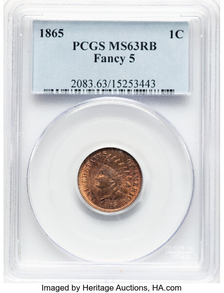 1865 1c Fancy 5 MS RB thumbnail 3