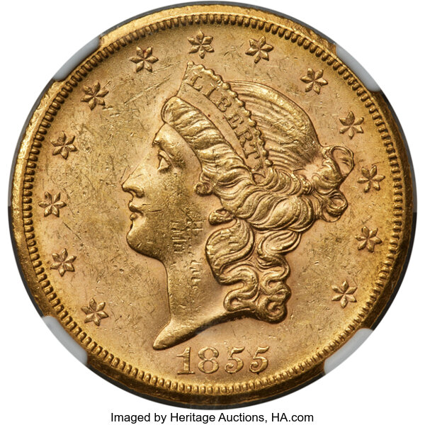 1855-S $20  Faint S MS thumbnail 2