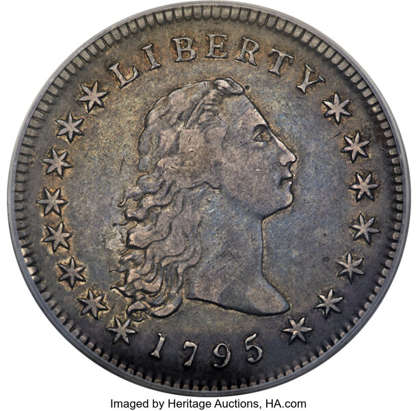 1795 $1  Flowing Hair, 3 Leaves, B-7, BB-18 MS thumbnail 2