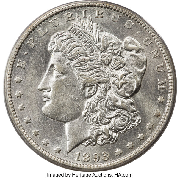 1893-CC $1  Doubled 3, Far Date, VAM-4 MS thumbnail 2