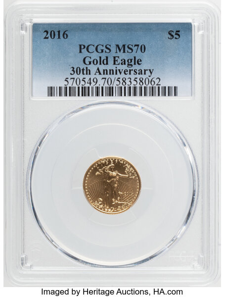 2016 $5  Gold Eagle, 30th Anniversary MS thumbnail 3