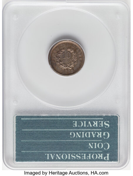 1869 P10c Silver, J-696 PR thumbnail 5