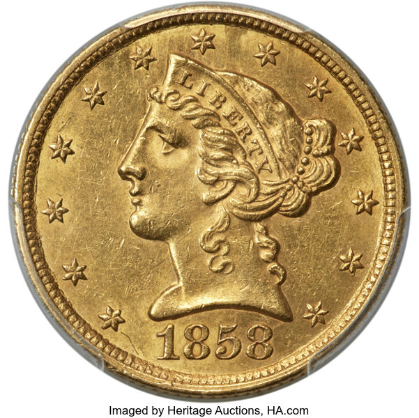 1858-C $5  MS thumbnail 3