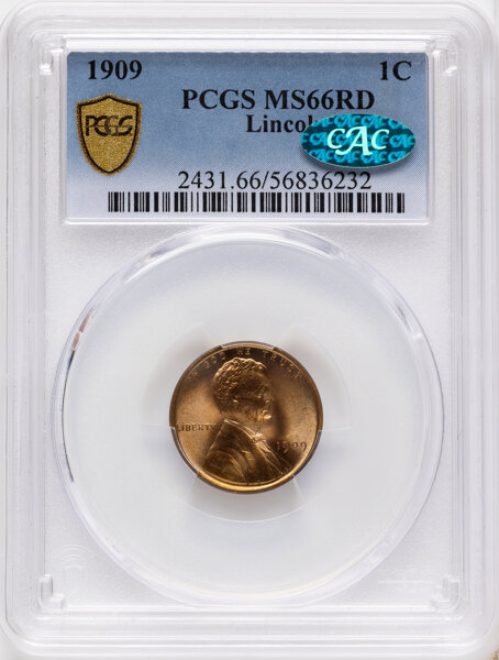 1909 1c Lincoln MS RD MS66 RD CAC thumbnail 2