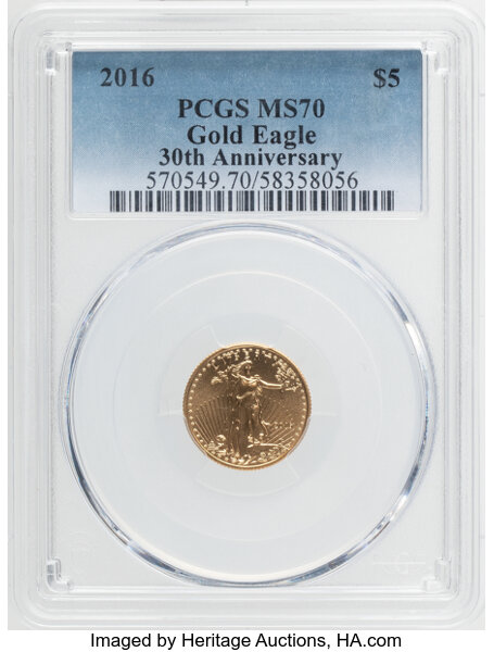 2016 $5  Gold Eagle, 30th Anniversary MS thumbnail 5