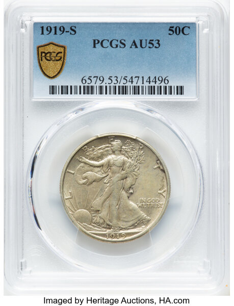 1919-S 50c AU53 thumbnail 2